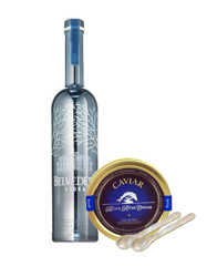 Picture of BELVEDERE SILVER SABER WITH BLACK RIVER OSCIETRA ROYALE CAVIAR